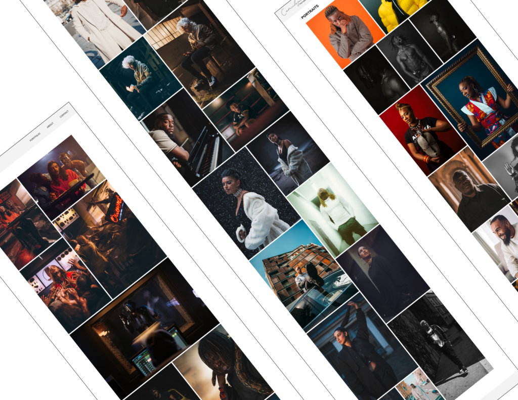 wireframes of a website of a photographer